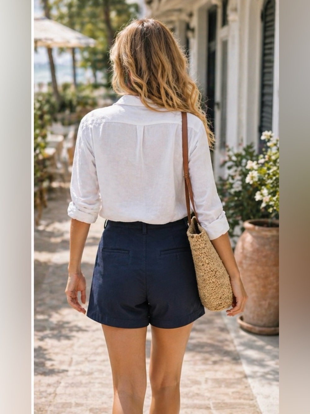 KUT From The Kloth Navy Tailored Shorts High Rise Cotton Stretch Classic Summer - Picture 16 of 16